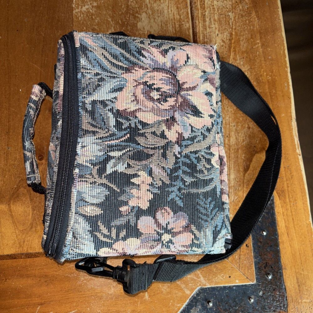 Black Floral Cottage Tapestry Bag Bible Book Scripture Case Verse-A-Tote